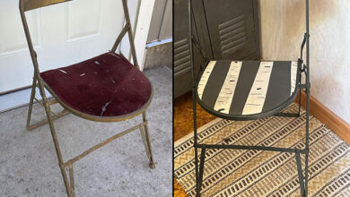Before and After Vintage Folding Chair Makeover