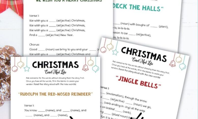 FREE Christmas Mad Libs (Song Versions!)